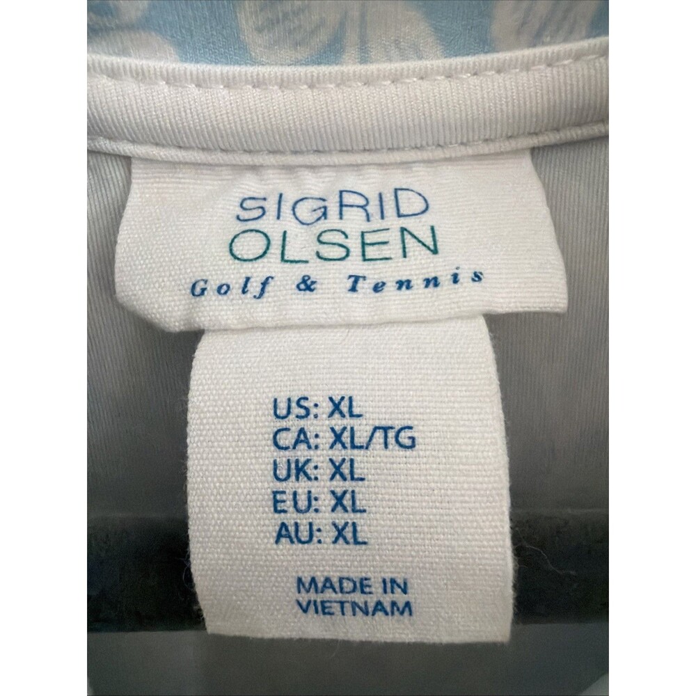 Sigrid Olsen Golf Dress 1/4 Zip Athletic Sz XL Lt Blue White Tenniscore Preppy - Picture 3 of 10